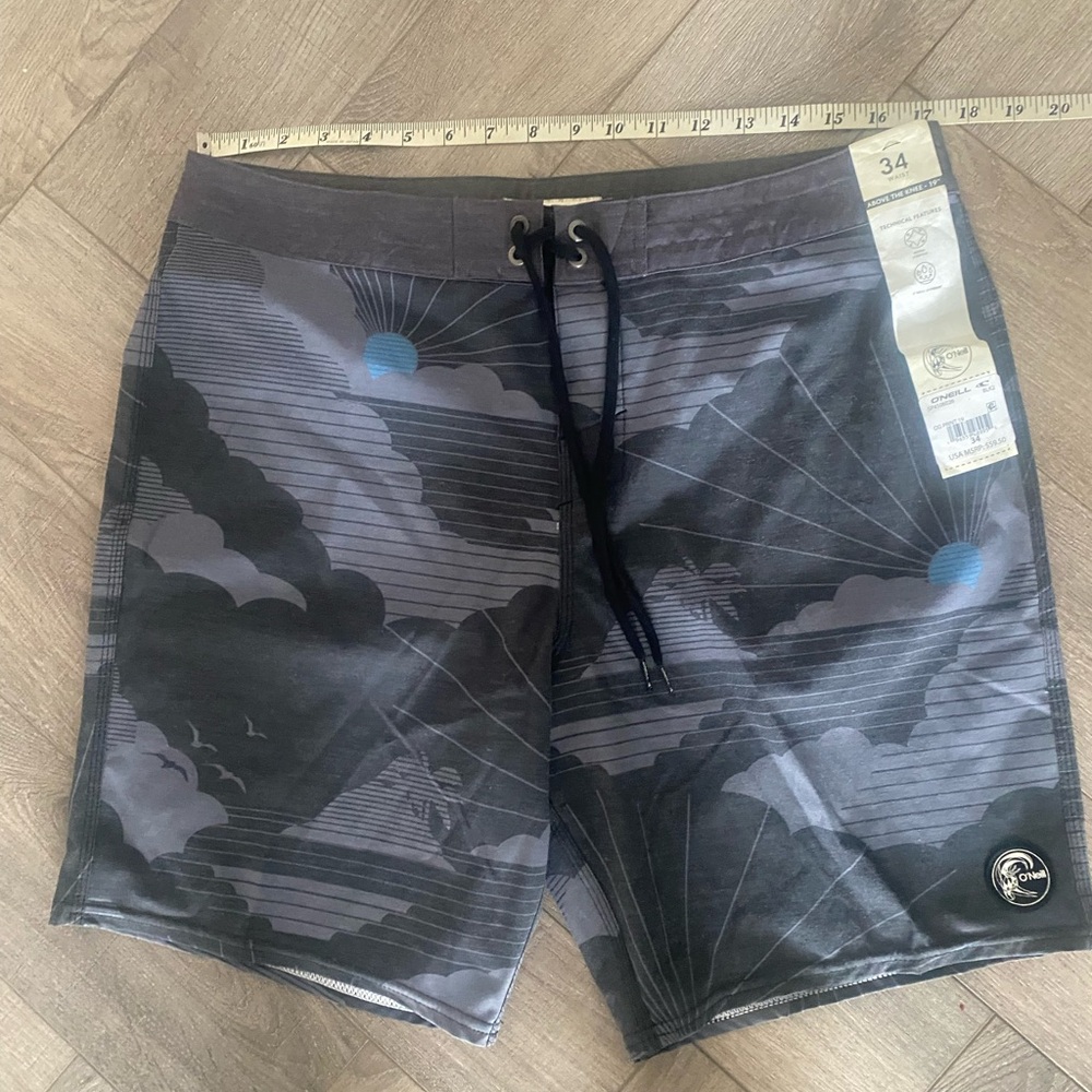 O'Neill Men's Black and Gray Swim Board Shorts